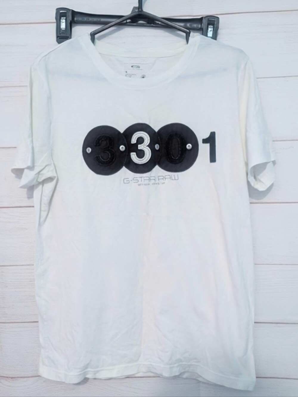 Rare ๐ฒ Vintage G Star ๐ White ๐ค / Black ๐ค Graphic Shirt Size Medium - Picture 1 of 9
